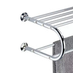 Barre porte-serviettes chromée murale avec étagère