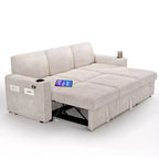 Canapé d'angle convertible avec lit gigogne, ports USB et rangement