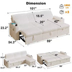 Canapé d'angle convertible avec lit gigogne, ports USB et rangement