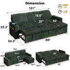 Canapé d'angle convertible avec lit gigogne, ports USB et rangement