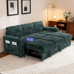 Canapé d'angle convertible avec lit gigogne, ports USB et rangement