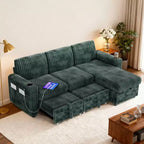 Canapé d'angle convertible avec lit gigogne, ports USB et rangement