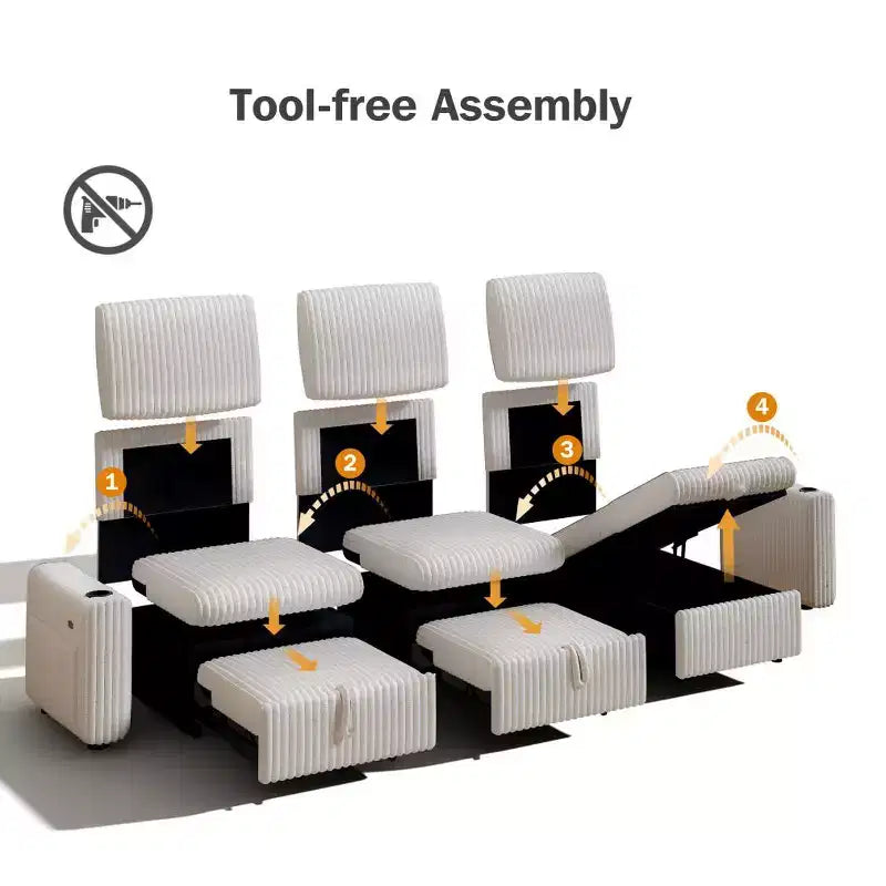 Canapé d'angle convertible avec lit gigogne, ports USB et rangement