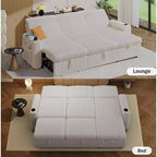 Canapé d'angle convertible avec lit gigogne, ports USB et rangement