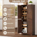 Meuble de cuisine avec 4 portes et étagères réglables, armoire de rangement utilitaire autoportante