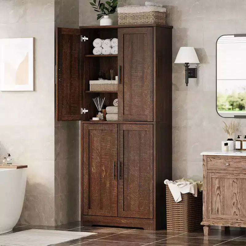 Meuble de cuisine avec 4 portes et étagères réglables, armoire de rangement utilitaire autoportante