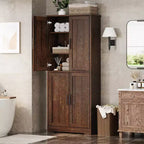 Meuble de cuisine avec 4 portes et étagères réglables, armoire de rangement utilitaire autoportante