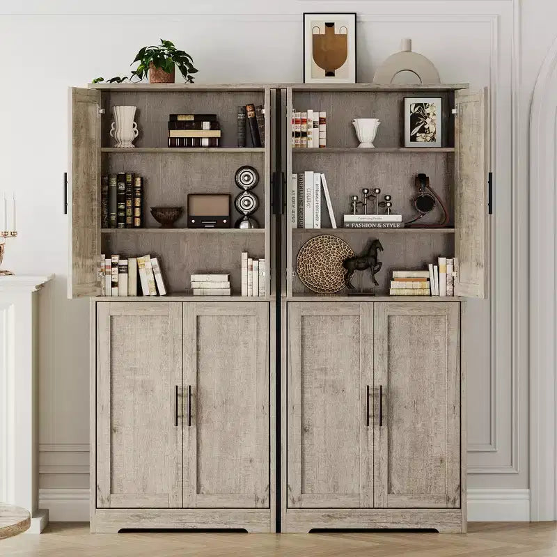 Meuble de cuisine avec 4 portes et étagères réglables, armoire de rangement utilitaire autoportante