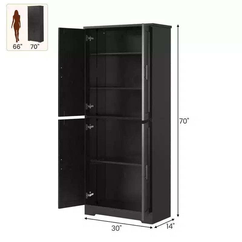 Meuble de cuisine avec 4 portes et étagères réglables, armoire de rangement utilitaire autoportante
