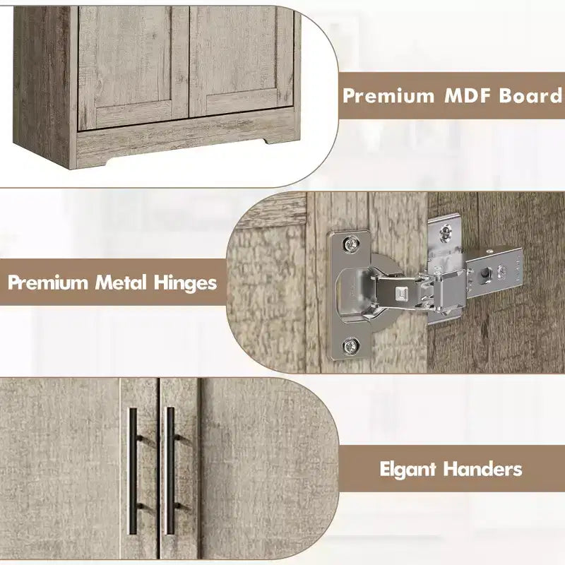 Meuble de cuisine avec 4 portes et étagères réglables, armoire de rangement utilitaire autoportante