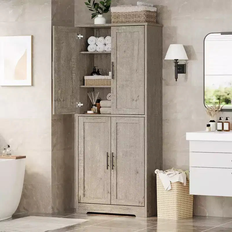 Meuble de cuisine avec 4 portes et étagères réglables, armoire de rangement utilitaire autoportante