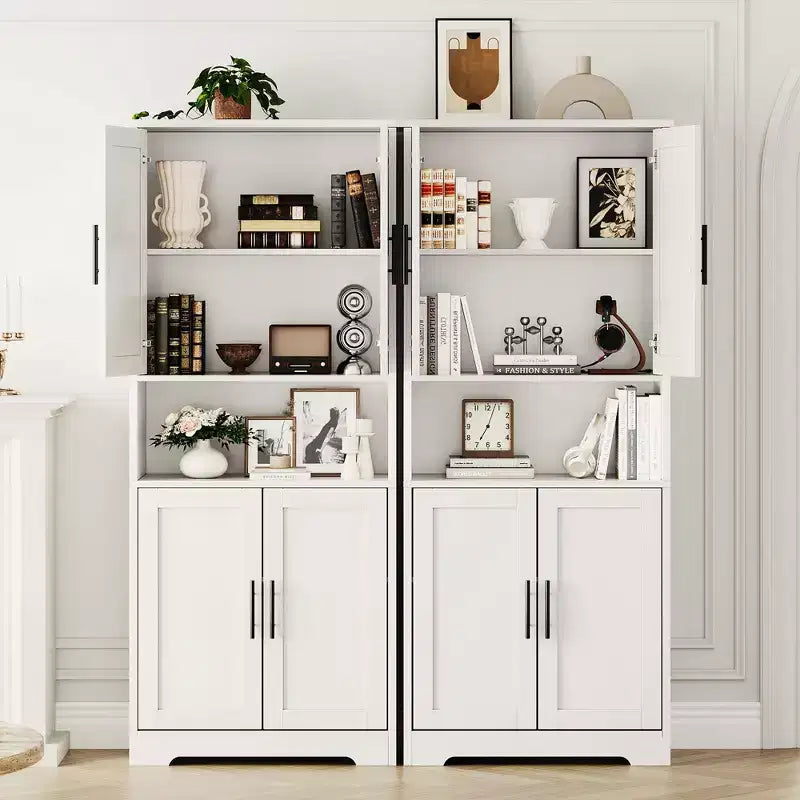 Meuble de cuisine avec 4 portes et étagères réglables, armoire de rangement utilitaire autoportante