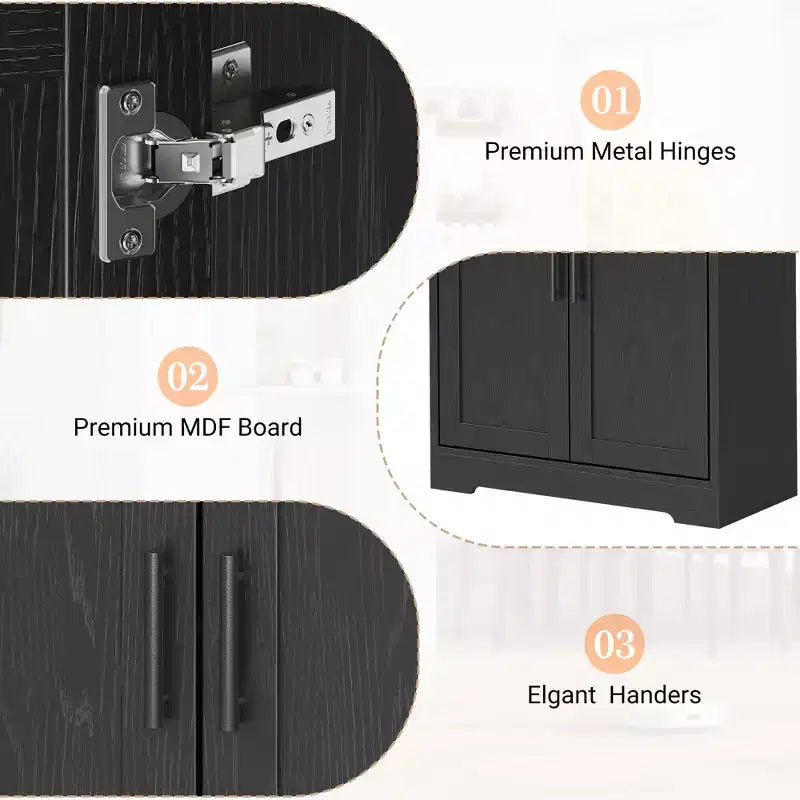 Meuble de cuisine avec 4 portes et étagères réglables, armoire de rangement utilitaire autoportante