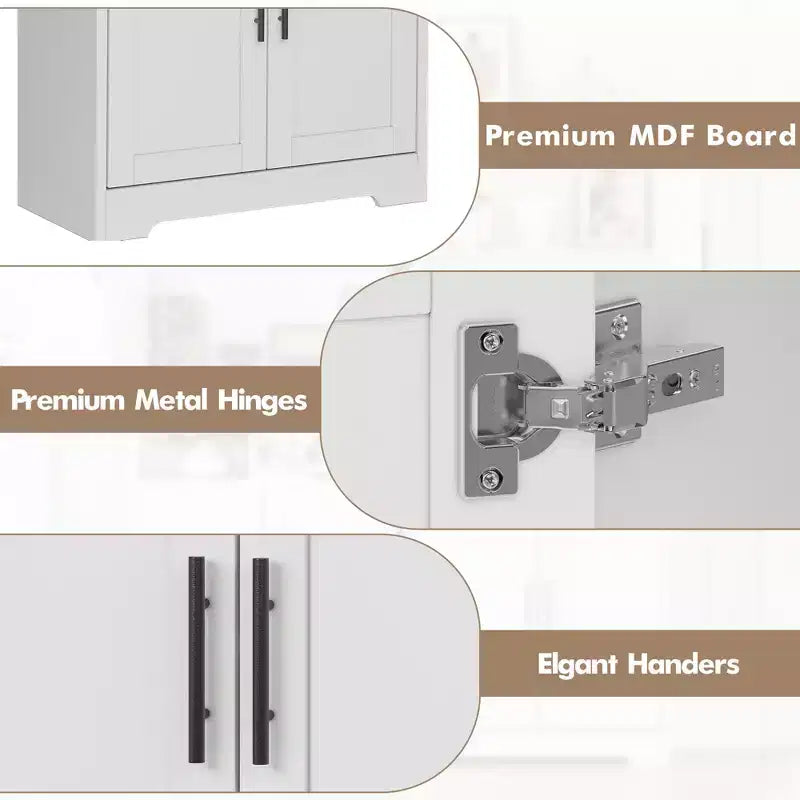Meuble de cuisine avec 4 portes et étagères réglables, armoire de rangement utilitaire autoportante