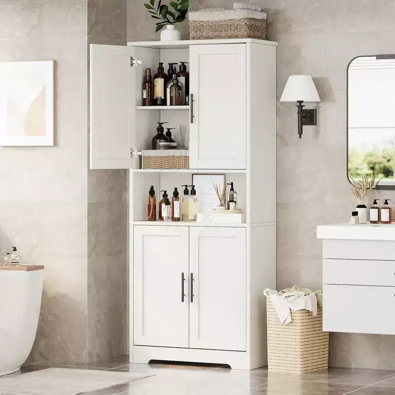 Meuble de cuisine avec 4 portes et étagères réglables, armoire de rangement utilitaire autoportante