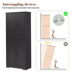 Meuble de cuisine avec 4 portes et étagères réglables, armoire de rangement utilitaire autoportante