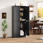 Meuble de cuisine avec 4 portes et étagères réglables, armoire de rangement utilitaire autoportante