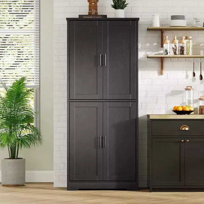 Kitchen Pantry Cabinet with 4 Doors & Adjustable Shelves, Freestanding Utility Storage Cupboard