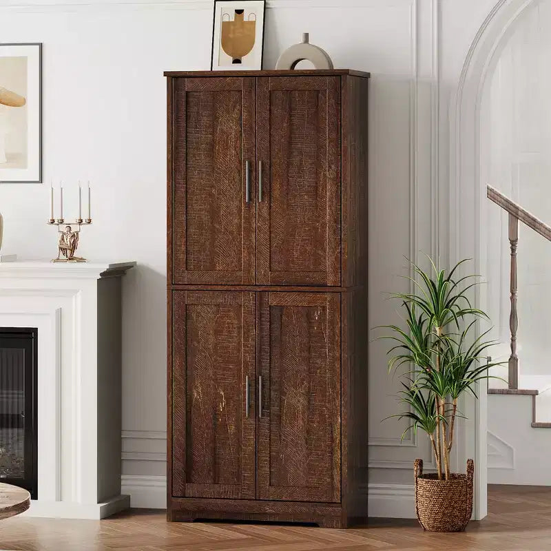 Meuble de cuisine avec 4 portes et étagères réglables, armoire de rangement utilitaire autoportante