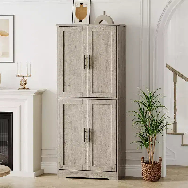 Meuble de cuisine avec 4 portes et étagères réglables, armoire de rangement utilitaire autoportante