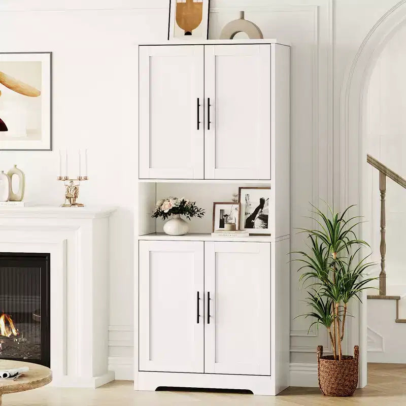 Meuble de cuisine avec 4 portes et étagères réglables, armoire de rangement utilitaire autoportante