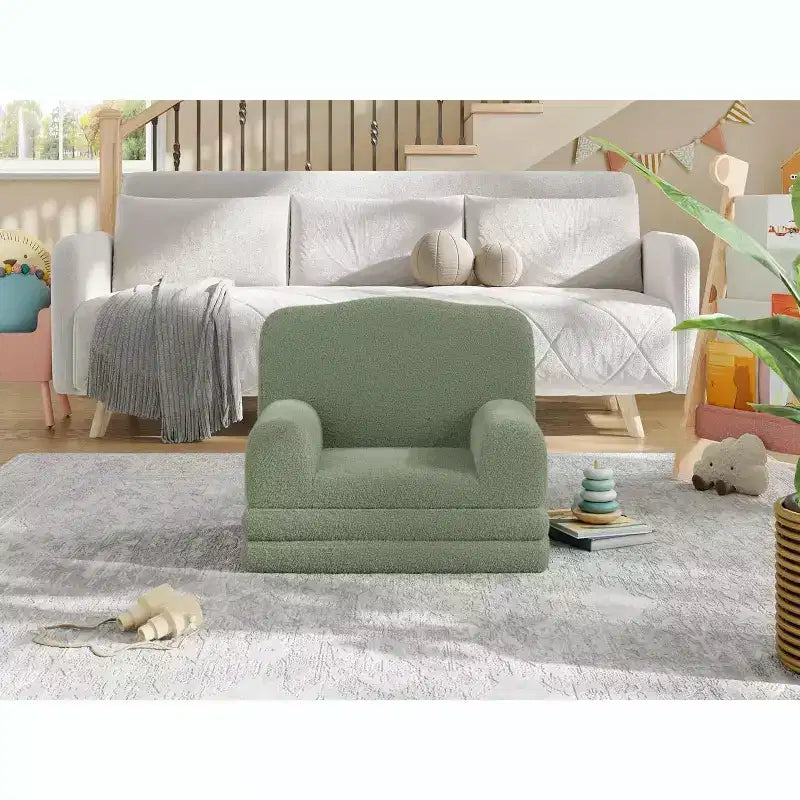 Canapé et chaise longue pliables 2-en-1 pour enfants – Mousse haute densité, 2–8 ans