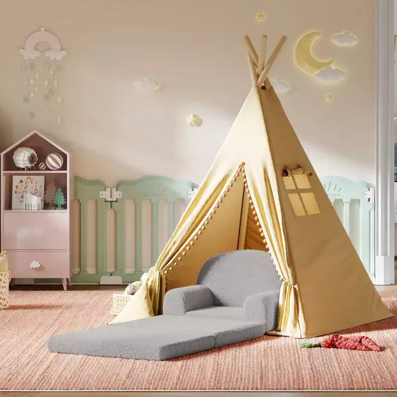 Canapé et chaise longue pliables 2-en-1 pour enfants – Mousse haute densité, 2–8 ans