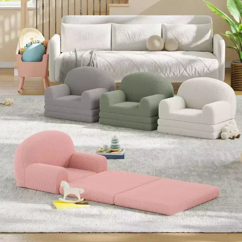 Canapé et chaise longue pliables 2-en-1 pour enfants – Mousse haute densité, 2–8 ans