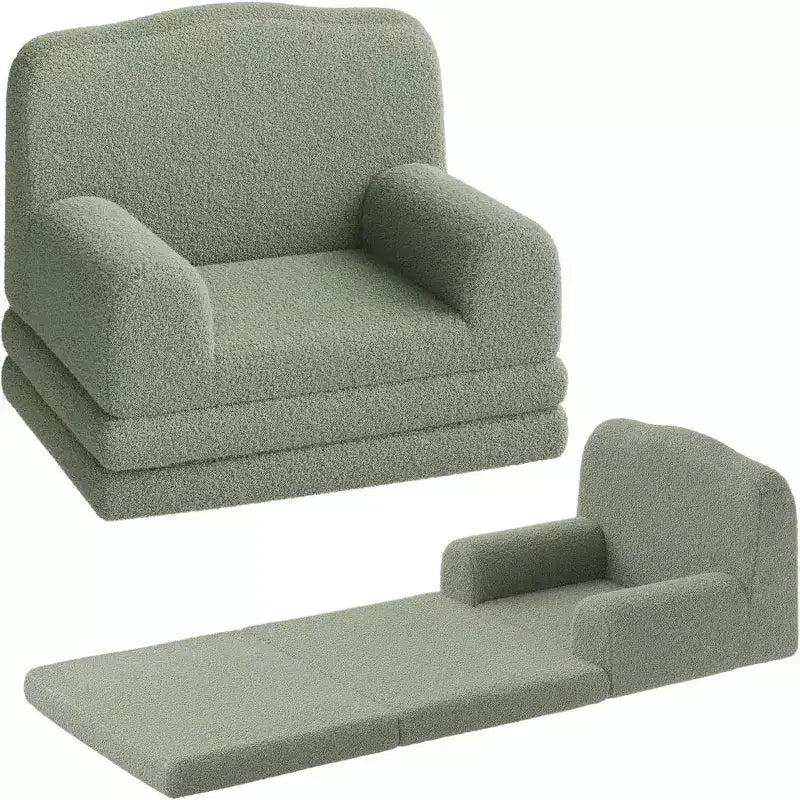 Canapé et chaise longue pliables 2-en-1 pour enfants – Mousse haute densité, 2–8 ans