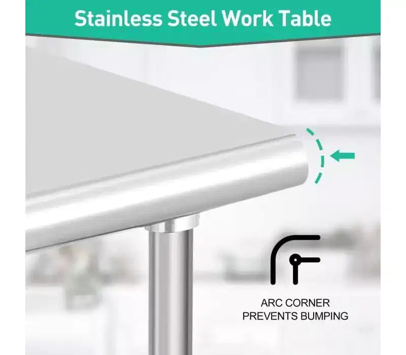 Table de préparation 2 niveaux en acier inoxydable NSF 36" pour cuisine, garage et restaurant