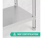 Table de préparation 2 niveaux en acier inoxydable NSF 36" pour cuisine, garage et restaurant
