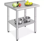 Table de préparation 2 niveaux en acier inoxydable NSF 36" pour cuisine, garage et restaurant