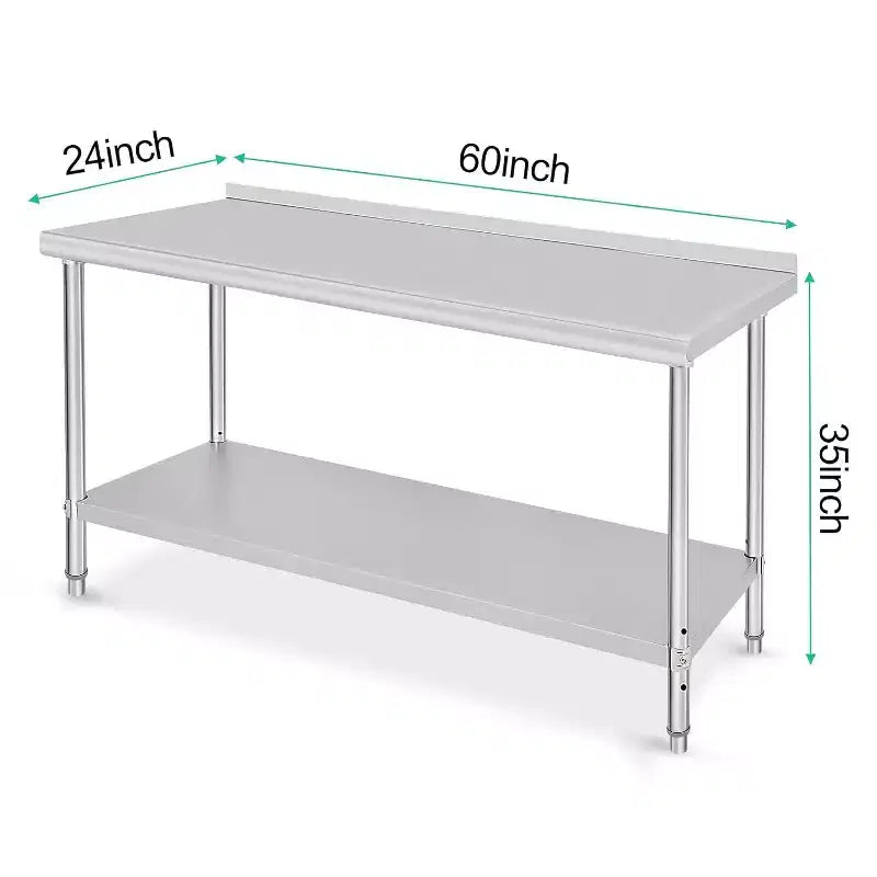 Table de préparation 2 niveaux en acier inoxydable NSF 36" pour cuisine, garage et restaurant