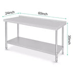 Table de préparation 2 niveaux en acier inoxydable NSF 36" pour cuisine, garage et restaurant