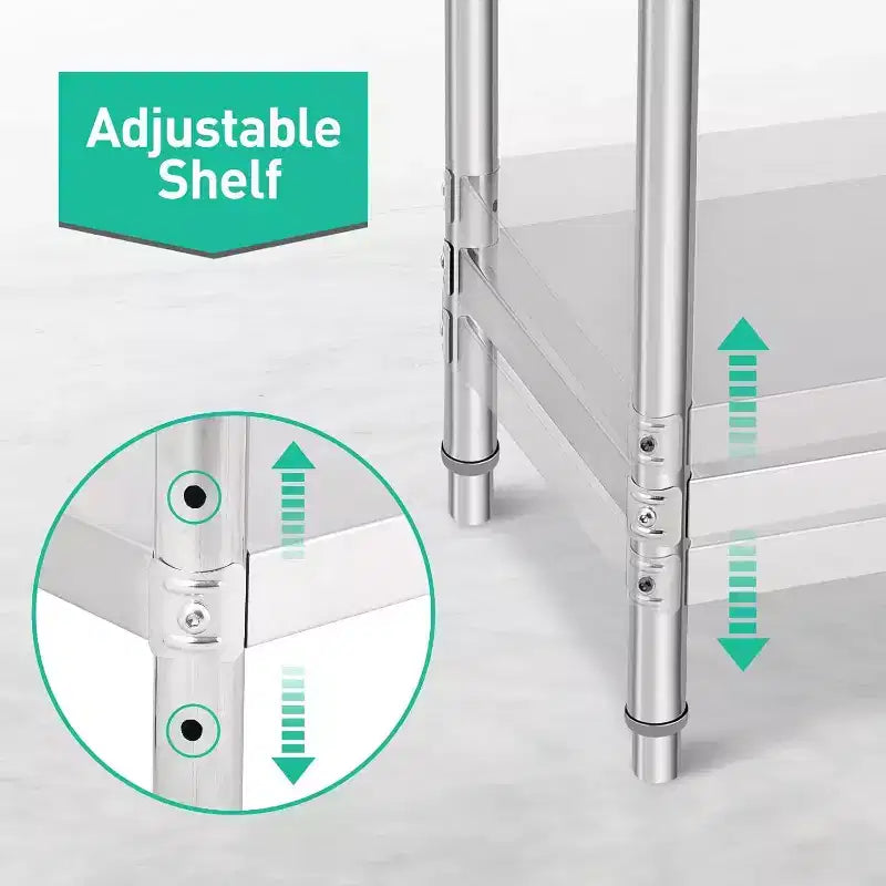 Table de préparation 2 niveaux en acier inoxydable NSF 36" pour cuisine, garage et restaurant