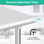 Table de préparation 2 niveaux en acier inoxydable NSF 36" pour cuisine, garage et restaurant