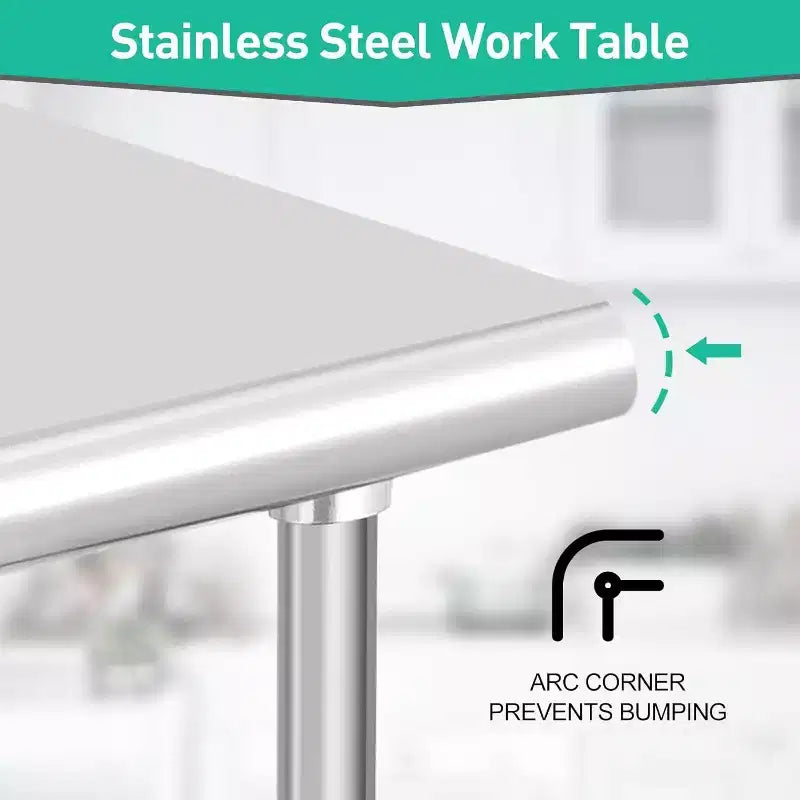 Table de préparation 2 niveaux en acier inoxydable NSF 36" pour cuisine, garage et restaurant