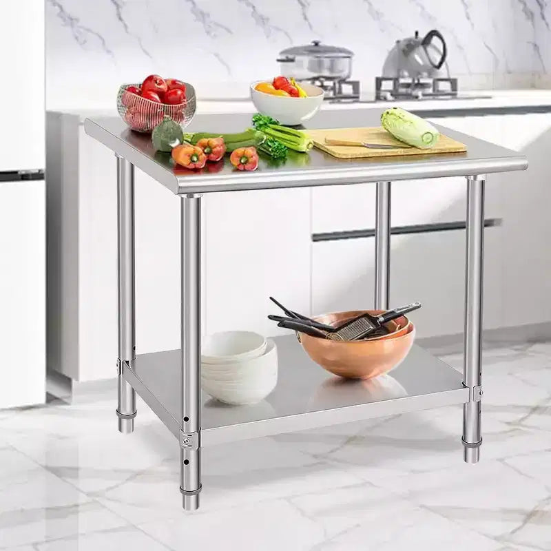 Table de préparation 2 niveaux en acier inoxydable NSF 36" pour cuisine, garage et restaurant