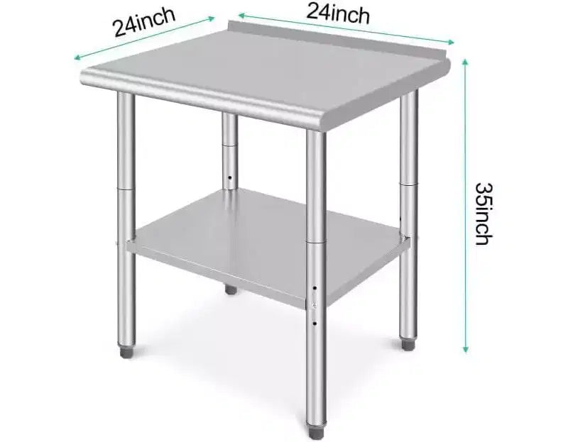 Table de préparation 2 niveaux en acier inoxydable NSF 36" pour cuisine, garage et restaurant