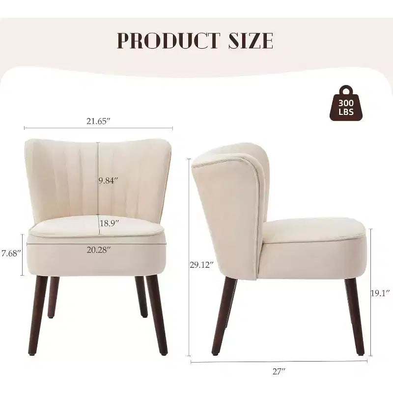 Fauteuil d'appoint moderne en velours avec pieds en bois et capitonnage cannelé