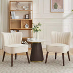 Fauteuil d'appoint moderne en velours avec pieds en bois et capitonnage cannelé
