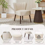 Fauteuil d'appoint moderne en velours avec pieds en bois et capitonnage cannelé