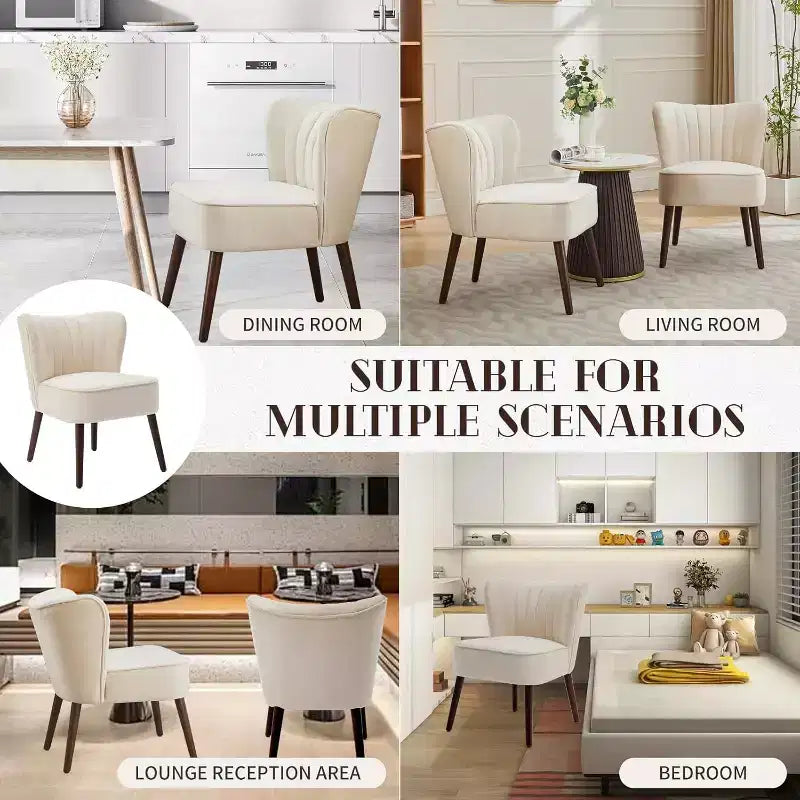 Fauteuil d'appoint moderne en velours avec pieds en bois et capitonnage cannelé