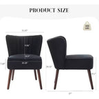 Fauteuil d'appoint moderne en velours avec pieds en bois et capitonnage cannelé