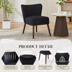 Fauteuil d'appoint moderne en velours avec pieds en bois et capitonnage cannelé