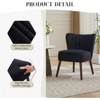 Fauteuil d'appoint moderne en velours avec pieds en bois et capitonnage cannelé
