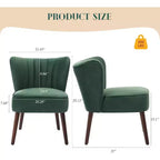 Fauteuil d'appoint moderne en velours avec pieds en bois et capitonnage cannelé