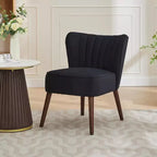 Fauteuil d'appoint moderne en velours avec pieds en bois et capitonnage cannelé