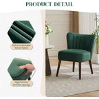 Fauteuil d'appoint moderne en velours avec pieds en bois et capitonnage cannelé