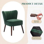 Fauteuil d'appoint moderne en velours avec pieds en bois et capitonnage cannelé